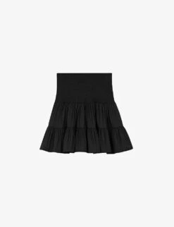 Maje June Smocked Woven Mini Skirt