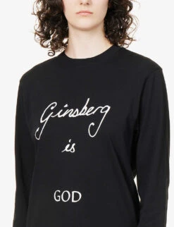 Ginsberg Is God Brand-print Organic-cotton T-shirt -Whistles Store R03949394 BLACK ALT04