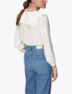 Whistles Lenny Frill-collar Woven Top -Whistles Store R03954858 WHITE ALT03