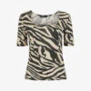 Whistles Zebra Square-neck Stretch-woven T-shirt -Whistles Store R03957365 MULTICOLOURED M