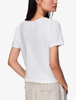 Whistles Square-neck Wrap-detail Cotton-jersey T-shirt -Whistles Store R03958296 WHITE ALT03
