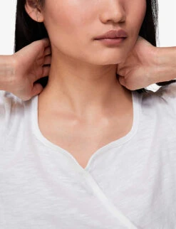Whistles Square-neck Wrap-detail Cotton-jersey T-shirt -Whistles Store R03958296 WHITE ALT04
