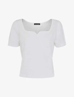Whistles Square-neck Wrap-detail Cotton-jersey T-shirt