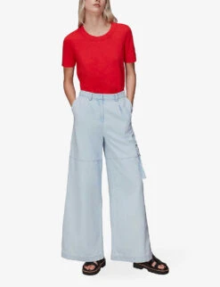 Whistles Rosa Round-neck Cotton T-shirt -Whistles Store R03958303 RED ALT01