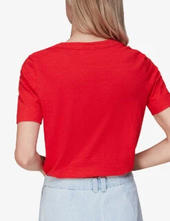 Whistles Rosa Round-neck Cotton T-shirt -Whistles Store R03958303 RED ALT03