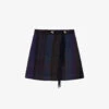 Sandro Rosiere Check-print Wool-blend Mini Skirt -Whistles Store R03967128 VIOLETS M