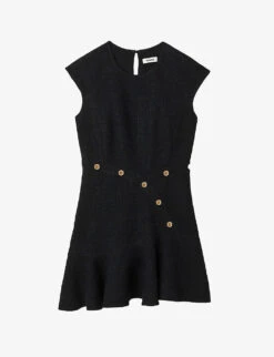 Sandro Ross Frilled-hem Tweed Mini Dress