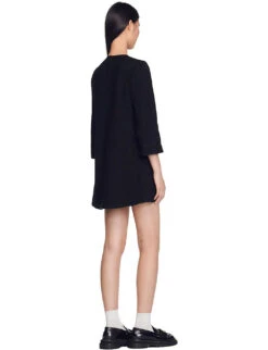 Sandro Keren Knitted Cotton-blend Dress -Whistles Store R03967179 NOIRGRIS ALT03