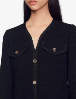 Sandro Keren Knitted Cotton-blend Dress -Whistles Store R03967179 NOIRGRIS ALT04