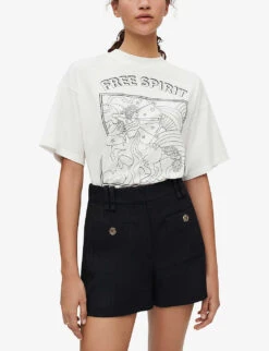 Maje Ilena Pinstripe High-rise Stretch-woven Shorts -Whistles Store R03968990 NOIRGRIS ALT02