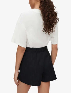 Maje Ilena Pinstripe High-rise Stretch-woven Shorts -Whistles Store R03968990 NOIRGRIS ALT03