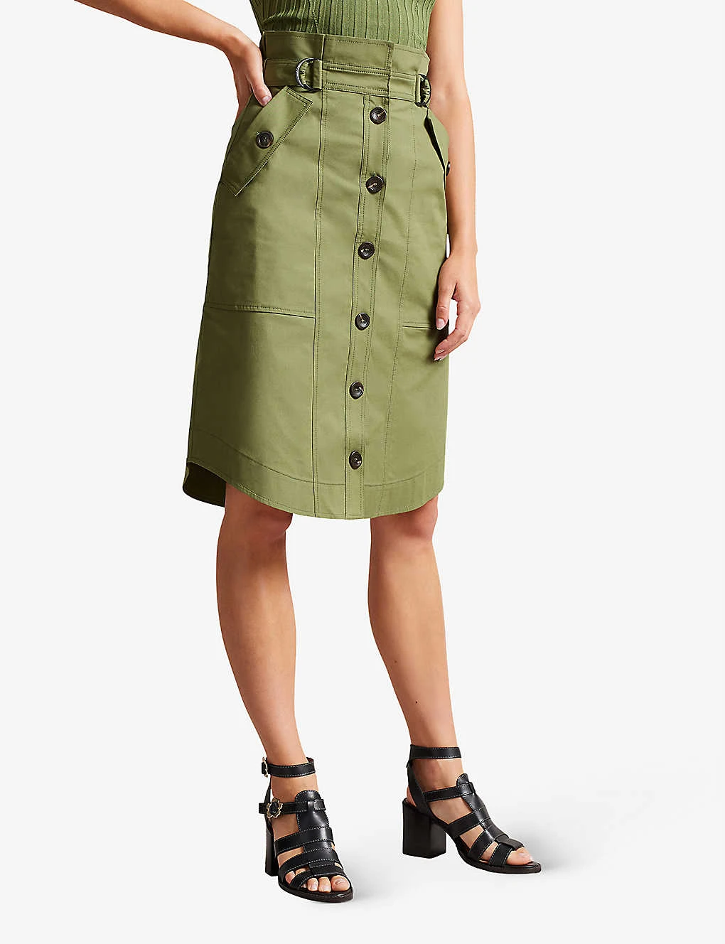 Ted Baker Siyanne Paperbag-waist Stretch-cotton Skirt 5 Ted Baker Siyanne Paperbag-waist Stretch-cotton Skirt - Image 3