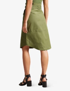 Ted Baker Siyanne Paperbag-waist Stretch-cotton Skirt 9 Ted Baker Siyanne Paperbag-waist Stretch-cotton Skirt -Whistles Store R03971496 KHAKI ALT03