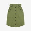 Ted Baker Siyanne Paperbag-waist Stretch-cotton Skirt -Whistles Store R03971496 KHAKI M