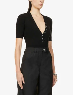 Jacquemus Le Body Yauco V-neck Stretch-woven Body -Whistles Store R03972618 BLACK ALT02