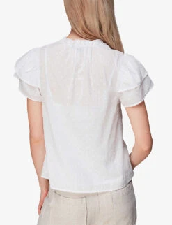 Whistles Dobby Textured Cotton Blouse -Whistles Store R03977501 WHITE ALT03