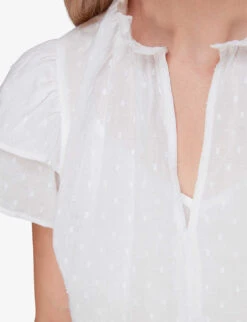 Whistles Dobby Textured Cotton Blouse -Whistles Store R03977501 WHITE ALT04