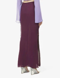 Amalfi Side-split Mesh Maxi Skirt -Whistles Store R03982032 PRUNE ALT03