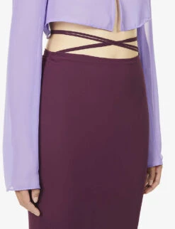 Amalfi Side-split Mesh Maxi Skirt -Whistles Store R03982032 PRUNE ALT04