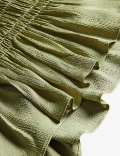 Ted Baker Smocked Satin Top -Whistles Store R03990213 MIDGREEN ALT04