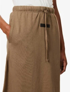 ESSENTIALS Logo-patch Cotton-jersey Skirt -Whistles Store R03991658 WOOD ALT04