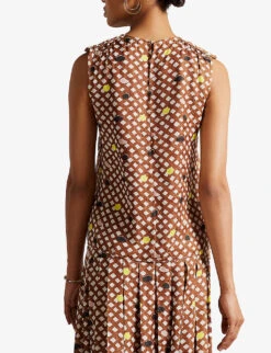 Ted Baker Tiymon Geometric-print Woven Top 9 Ted Baker Tiymon Geometric-print Woven Top -Whistles Store R03999030 CAMEL ALT03