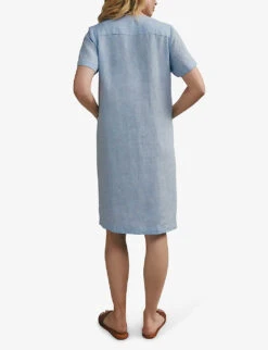 Cross-front Linen Mini Dress -Whistles Store R04000254 HAPPYBLUE ALT03