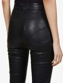 Paige Cindy Slim-fit Mid-rise Leather Jeans -Whistles Store R04002436 BLACK ALT05