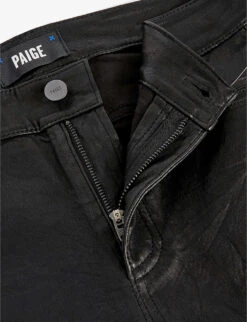 Paige Cindy Slim-fit Mid-rise Leather Jeans -Whistles Store R04002436 BLACK ALT06