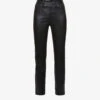 Paige Cindy Slim-fit Mid-rise Leather Jeans -Whistles Store R04002436 BLACK M