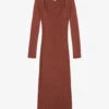 By Malina Tulip Ribbed Knitted Midi Dress -Whistles Store R04005513 MOCHA M