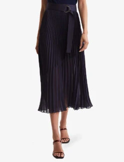 Reiss Anya Pleated Woven Skirt 8 Reiss Anya Pleated Woven Skirt -Whistles Store R04006619 GRAPE ALT02