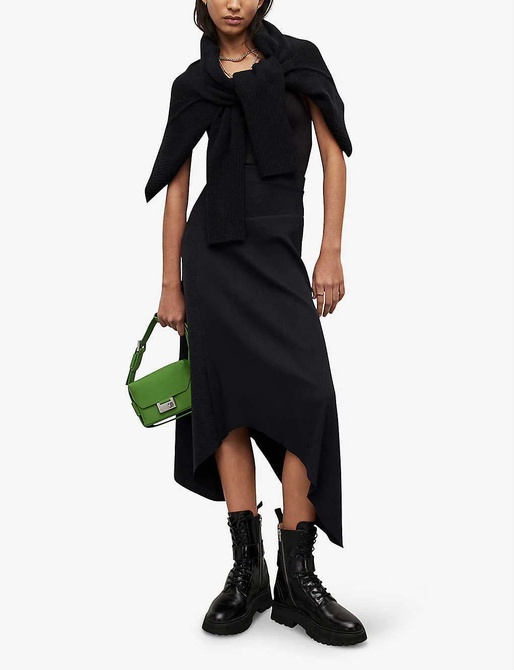 AllSaints Gia Ribbed Stretch-cotton Midi Skirt 4 AllSaints Gia Ribbed Stretch-cotton Midi Skirt - Image 2