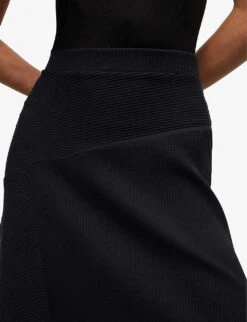 AllSaints Gia Ribbed Stretch-cotton Midi Skirt 11 AllSaints Gia Ribbed Stretch-cotton Midi Skirt -Whistles Store R04006697 BLACK ALT04