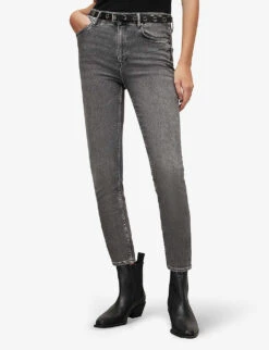 AllSaints Dax Washed-effect Skinny High-rise Stretch-denim Jeans -Whistles Store R04009257 WASHEDGREY ALT02