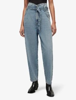 AllSaints Sammy Tapered-leg High-rise Paperbag Jeans -Whistles Store R04009299 MIDINDIGOBLU ALT02