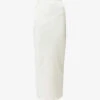 Colette Slim-fit Low-rise Satin Midi Skirt -Whistles Store R04011196 IVORY M