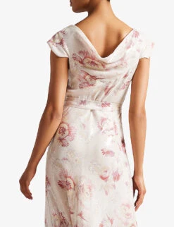 Ted Baker Ninia Floral-print Belted Woven Midaxi Dress -Whistles Store R04049177 IVORY ALT03