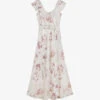 Ted Baker Ninia Floral-print Belted Woven Midaxi Dress -Whistles Store R04049177 IVORY M