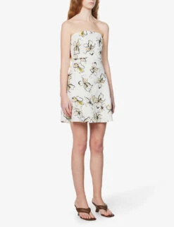 BEC + BRIDGE Giselle Floral-print Strapless Linen Mini Dress -Whistles Store R04056681 IVORYPRINT ALT02