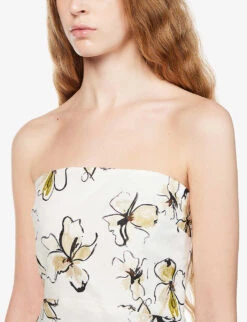 BEC + BRIDGE Giselle Floral-print Strapless Linen Mini Dress -Whistles Store R04056681 IVORYPRINT ALT04