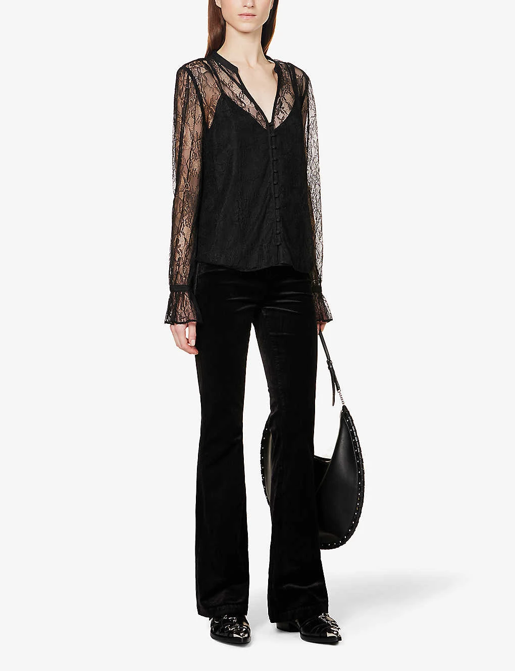 Paige Laurel Canyon High-rise Flared-leg Stretch-cotton And Rayon-blend Trousers 4 Paige Laurel Canyon High-rise Flared-leg Stretch-cotton And Rayon-blend Trousers - Image 2