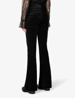 Paige Laurel Canyon High-rise Flared-leg Stretch-cotton And Rayon-blend Trousers 10 Paige Laurel Canyon High-rise Flared-leg Stretch-cotton And Rayon-blend Trousers -Whistles Store R04062753 BLACKVELVET ALT03