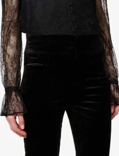 Paige Laurel Canyon High-rise Flared-leg Stretch-cotton And Rayon-blend Trousers 11 Paige Laurel Canyon High-rise Flared-leg Stretch-cotton And Rayon-blend Trousers -Whistles Store R04062753 BLACKVELVET ALT04