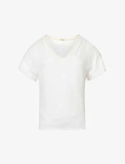 Ikks Metallic Ribbed V-neck Woven T-shirt
