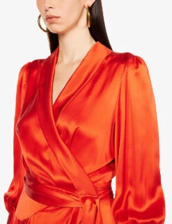 Zimmermann Plunge-neck Wrap-over Silk Mini Dress 12 Zimmermann Plunge-neck Wrap-over Silk Mini Dress -Whistles Store R04065788 RED ALT04