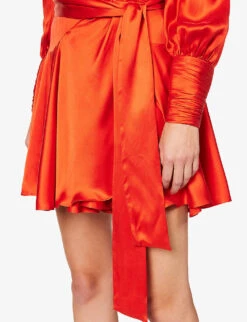 Zimmermann Plunge-neck Wrap-over Silk Mini Dress 13 Zimmermann Plunge-neck Wrap-over Silk Mini Dress -Whistles Store R04065788 RED ALT05