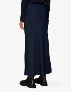 Whistles Bias-cut Satin Recycled-polyester Midi Skirt -Whistles Store R04067966 NAVY ALT03