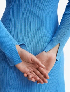 Reiss Jean Cold-shoulder Woven Knitted Midi Dress 12 Reiss Jean Cold-shoulder Woven Knitted Midi Dress -Whistles Store R04068092 BLUE ALT04