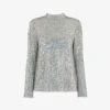 Whistles High-neck Sequin-embellished Top -Whistles Store R04069778 SILVER M